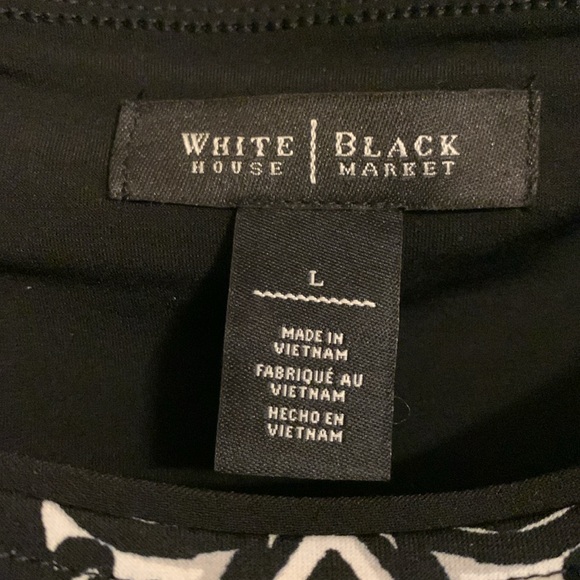 WHBM Long Sleeve Dress, Stretchy, Diamond Geo Print, Scoop Neck, Pop Over, NWOT - Picture 6 of 8